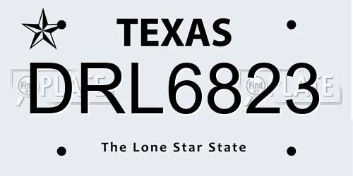 DRL6823 Texas License Plate