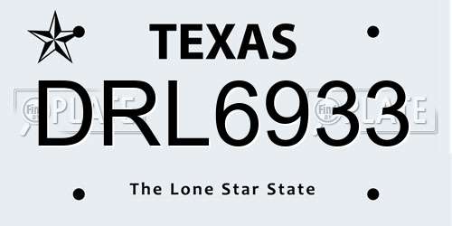 DRL6933 Texas License Plate