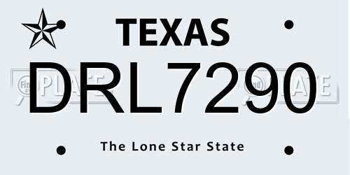 DRL7290 Texas License Plate