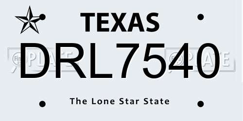 DRL7540 Texas License Plate