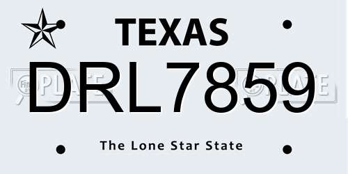 DRL7859 Texas License Plate