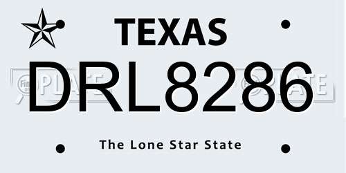 DRL8286 Texas License Plate