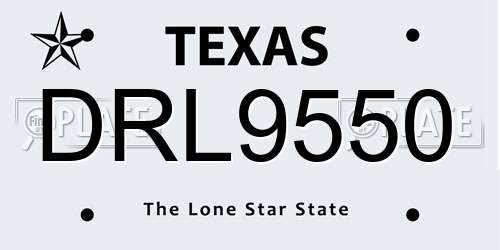 DRL9550 Texas License Plate