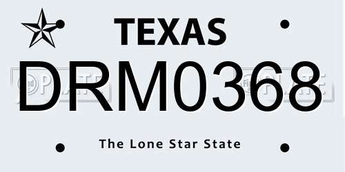 DRM0368 Texas License Plate