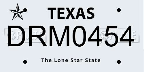 DRM0454 Texas License Plate