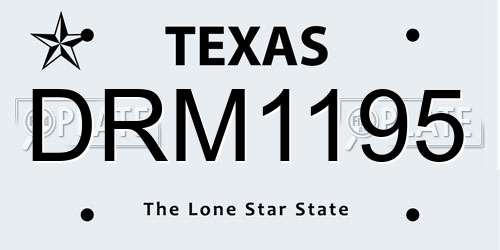 DRM1195 Texas License Plate