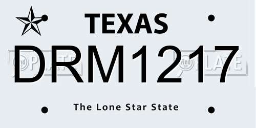 DRM1217 Texas License Plate