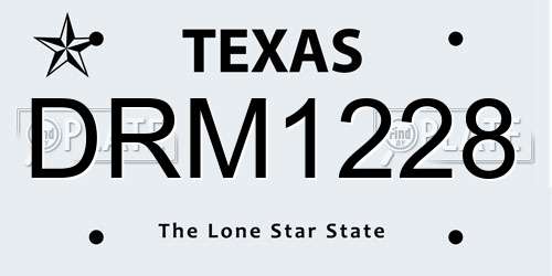 DRM1228 Texas License Plate
