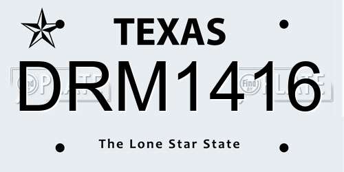 DRM1416 Texas License Plate