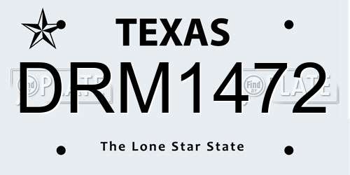 DRM1472 Texas License Plate