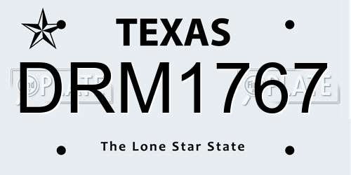 DRM1767 Texas License Plate