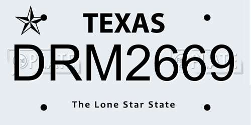 DRM2669 Texas License Plate