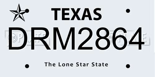 DRM2864 Texas License Plate