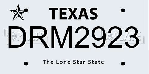 DRM2923 Texas License Plate