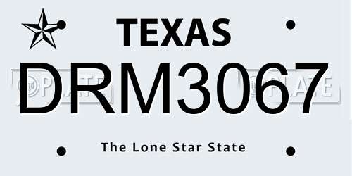DRM3067 Texas License Plate