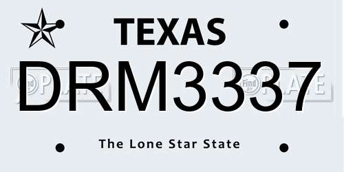DRM3337 Texas License Plate