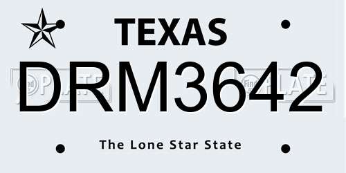 DRM3642 Texas License Plate