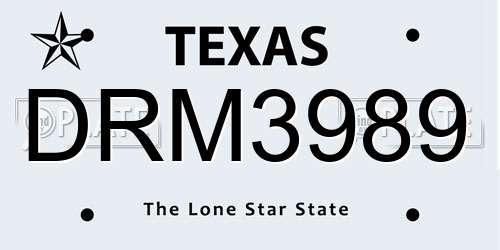 DRM3989 Texas License Plate