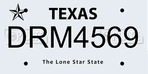 DRM4569 Texas License Plate