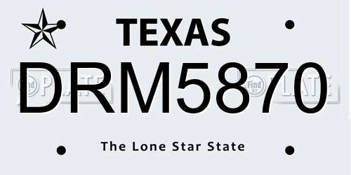 DRM5870 Texas License Plate