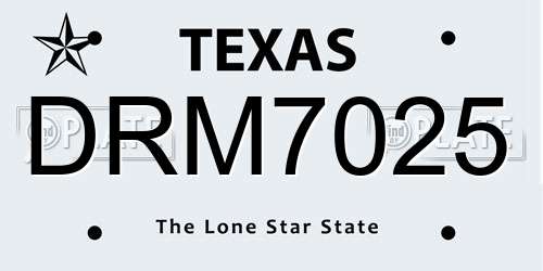 DRM7025 Texas License Plate