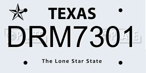 DRM7301 Texas License Plate