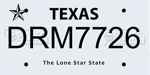 DRM7726 Texas License Plate