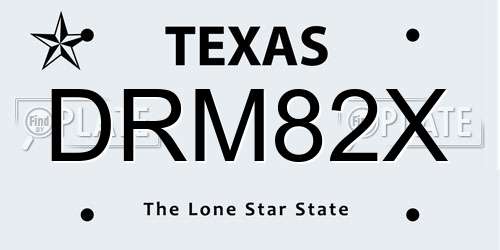 DRM82X Texas License Plate
