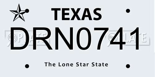 DRN0741 Texas License Plate