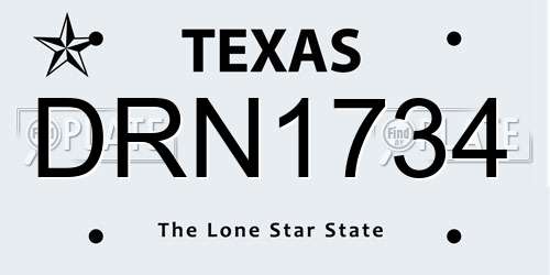 DRN1734 Texas License Plate