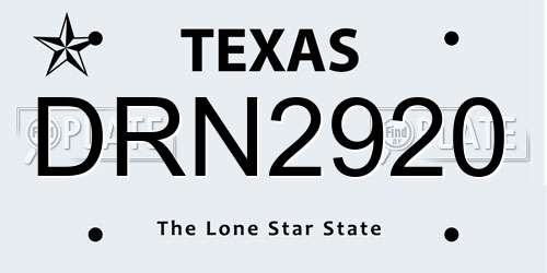 DRN2920 Texas License Plate