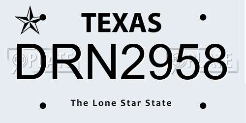 DRN2958 Texas License Plate