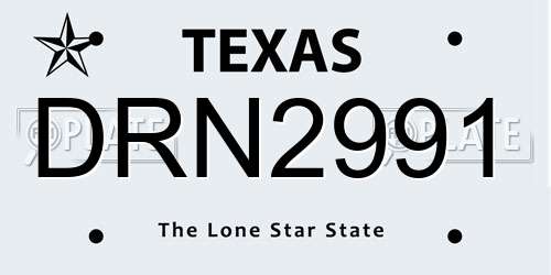 DRN2991 Texas License Plate