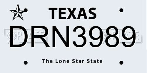 DRN3989 Texas License Plate
