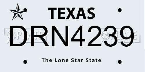 DRN4239 Texas License Plate
