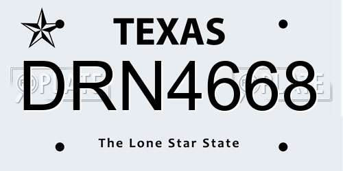 DRN4668 Texas License Plate