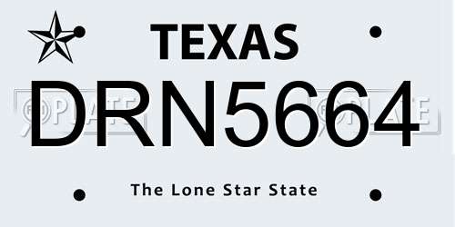 DRN5664 Texas License Plate