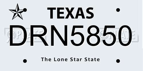 DRN5850 Texas License Plate