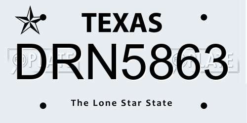 DRN5863 Texas License Plate