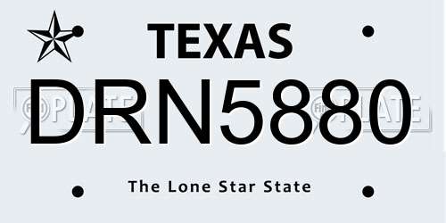 DRN5880 Texas License Plate