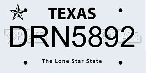 DRN5892 Texas License Plate