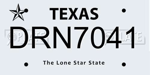 DRN7041 Texas License Plate