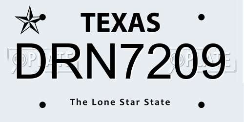 DRN7209 Texas License Plate