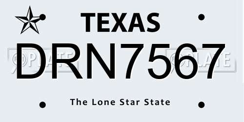 DRN7567 Texas License Plate