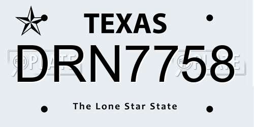 DRN7758 Texas License Plate