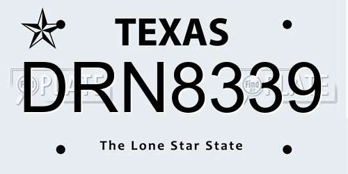 DRN8339 Texas License Plate