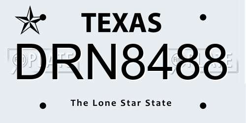 DRN8488 Texas License Plate