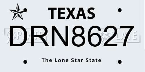 DRN8627 Texas License Plate