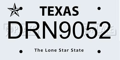 DRN9052 Texas License Plate