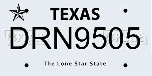 DRN9505 Texas License Plate